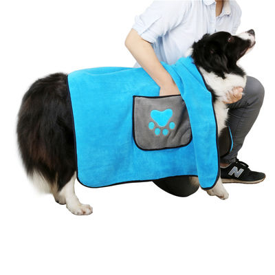 super absorbent Fiber Thicken Winter Dog Bathrobe Towel With Pockets For Big Dogs Quick Dry