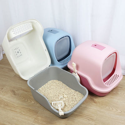 Fully Enclosed Cat Litter Pan Waterproof Hooded Cat Litter Box With Shovel