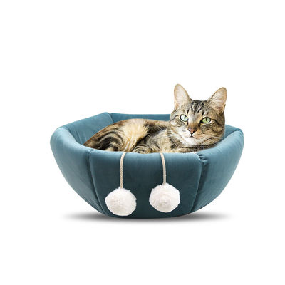 2-in-1 Foldable round shape deep sleep cat house durable cat pet bed breathable dog bed cave