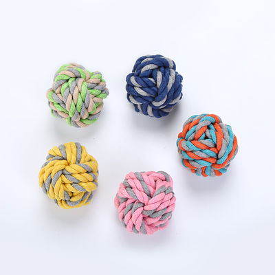Bite Resistant Cotton Dog Rope Toy Ball Braided Cotton Chew Knot Ball For Dog Teeth Cleaning