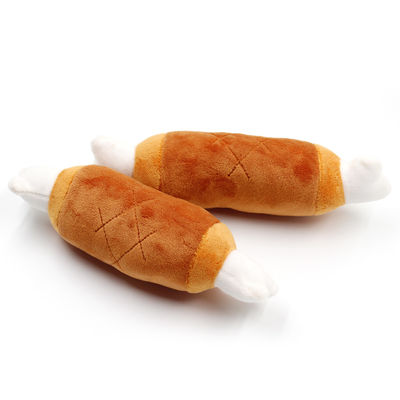 Two Headed Bone Shape Plush Squeaky Dog Chew Toys Puppy Teething Toys 27g