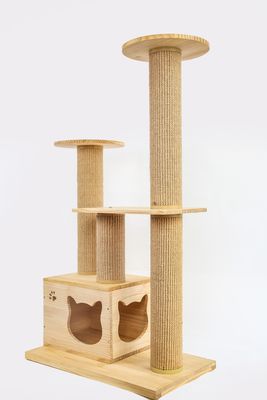 OEM &amp; ODM Luxury Wooden Cat Climbing Tree Furniture Safety Stairs Pet Rise Bed