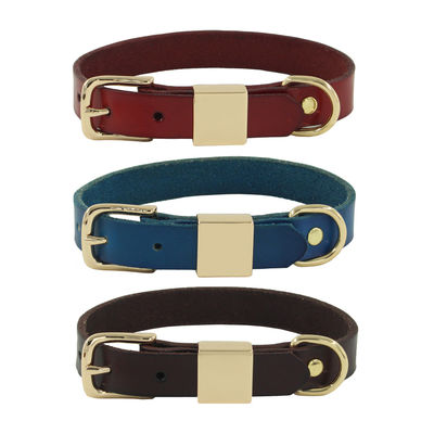 Engraved Alloy Square Collar Leash Harness Set Cowhide Collar Dog Collar