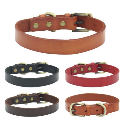 Personalized Pet Collars Genuine Leather Dog Collar Adjustable Fashion Leather Pet Cat Collar