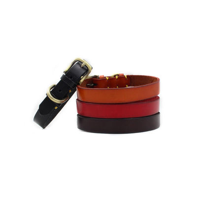 Handmade Stitching Dog Training Collar Copper Hardware First Layer Cowhide Collar Leather Dog Collar