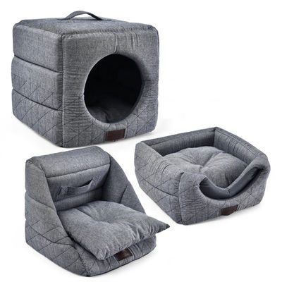3 In 1 Folding Cat Cave Dir Resistant Comfortable Pet Bed Grey Cat Bed House