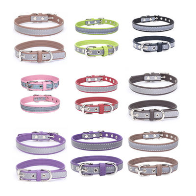 Reflective Dog Collar, Double-Layer Soft Leather Pet Leash, Cat Dog Collar Leash Set