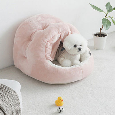 Felt Dog Bed Pet Bed Luxury Cat Cave Plush Yurt Door Curtain Comfortable Semi-enclosed Pet Kennel