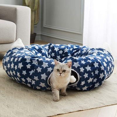 Fun Cat Tunnel With Bed With Central Mat Dog Collapsible With Fun Ball For Pet Kittens Puppy
