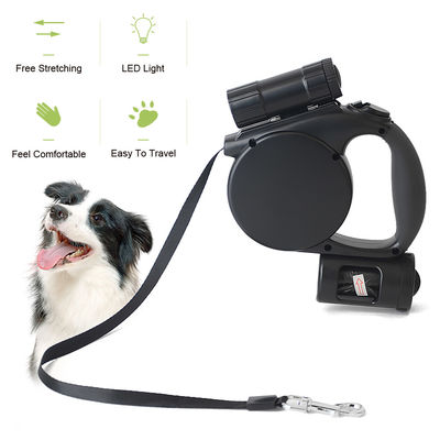 Automatic Retractable 3 In 1 Rope Dog Leash With Flashlight And Poop Bags