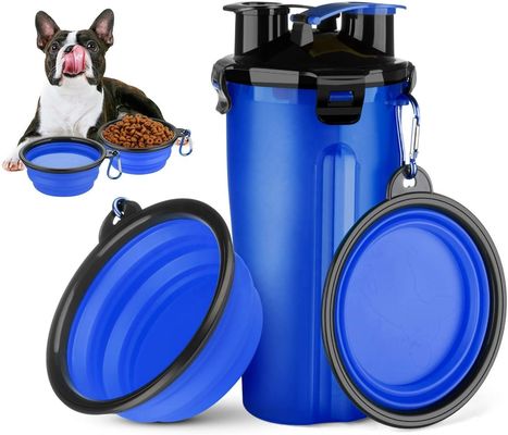 Portable 2 In 1 Dog Water Bottle With Silicone Folding Bowl Puppy Travel Water Bottle