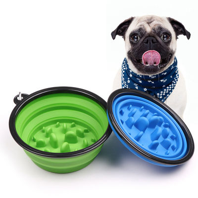 Slow Feed Large Dog Collapsible Bowl 4 Cups 35oz BPA Free Folding Dog Water Bowl