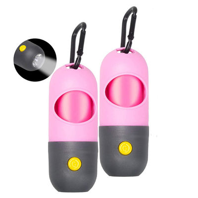 LED Flashlight Puppy Poop Bag Dispenser Holder PE With 15 Leak Proof Waste Bags