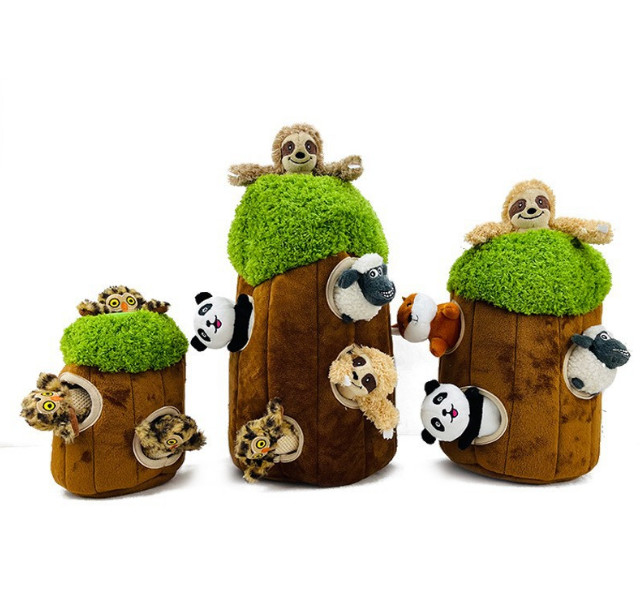 New Design Pet Puzzle Squeaky Soft Plush Chew Hide and Seek Dog Toy Set
