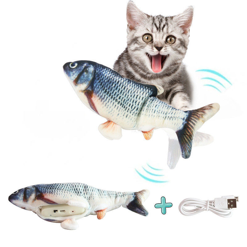 USB Charge Electric Simulation Flopping Fish Cat Toy Hallupets Self Playing Cat Toy
