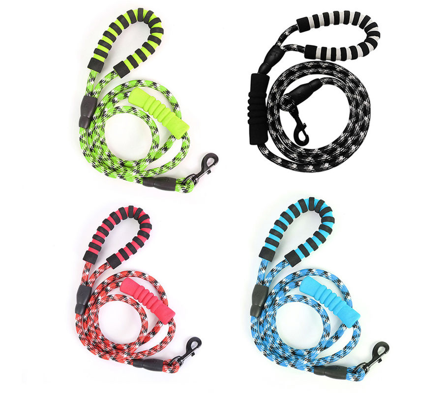 EVA Reflective Double Handle Dog Leash Dog Round Rope With Clip And Padded Handle 180cm