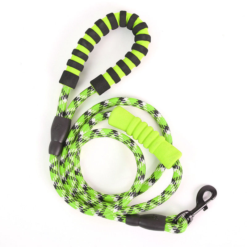 EVA Reflective Double Handle Dog Leash Dog Round Rope With Clip And Padded Handle 180cm