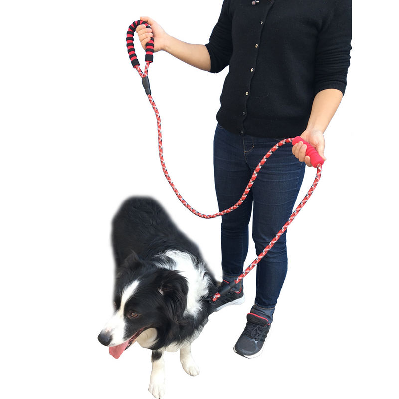 EVA Reflective Double Handle Dog Leash Dog Round Rope With Clip And Padded Handle 180cm