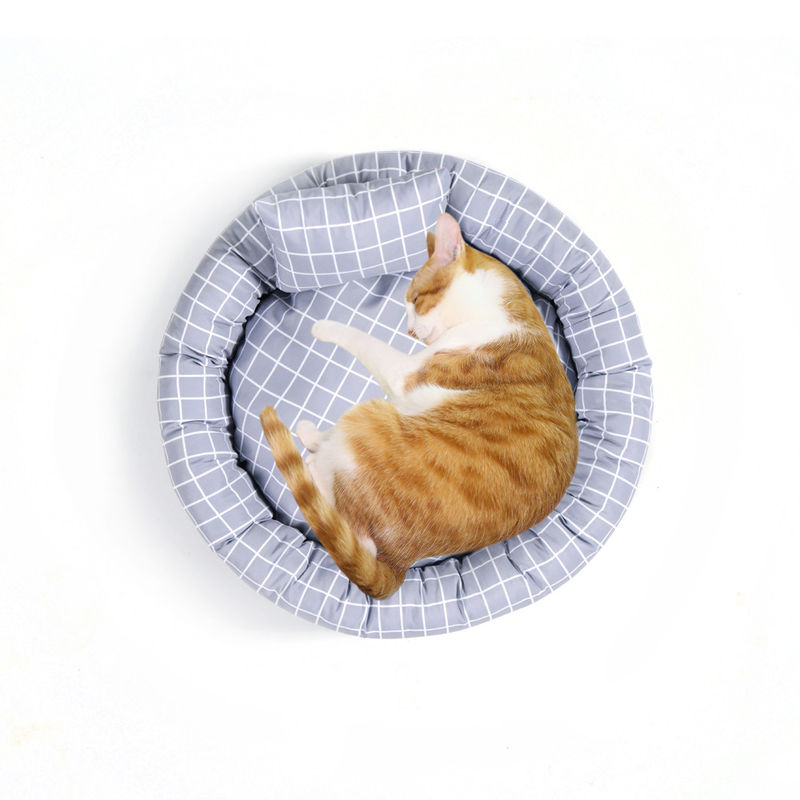 Wholesale Round Soft Warm Pet Bed with Pillow Donut Cuddler Cats Dogs Bed Pet bed luxury with non slip bottom