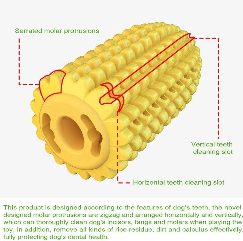 Bite Resistant Pet Grooming Tools Natural Rubber Dog Chew Stick Corn Shape Molar