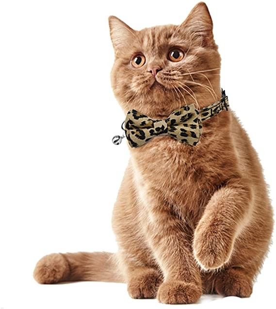 Breakaway Buckle Cat Collar Bells With Cute Bow Tie For Kitty Small Dogs Adjustable