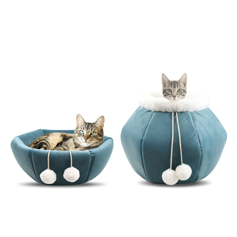 2-in-1 Foldable round shape deep sleep cat house durable cat pet bed breathable dog bed cave