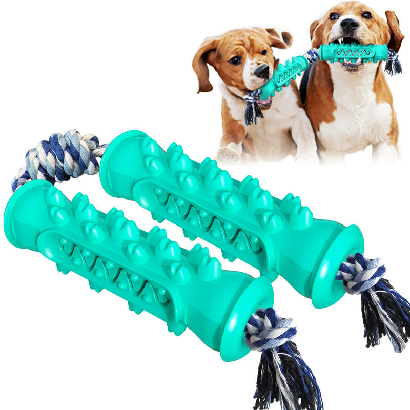 SEDEX Double Serrate Safe Chew Toys For Puppies Dog Toothbrush Stick With Rope