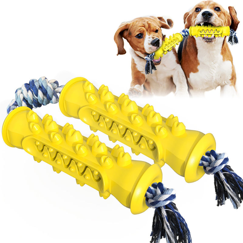 SEDEX Double Serrate Safe Chew Toys For Puppies Dog Toothbrush Stick With Rope