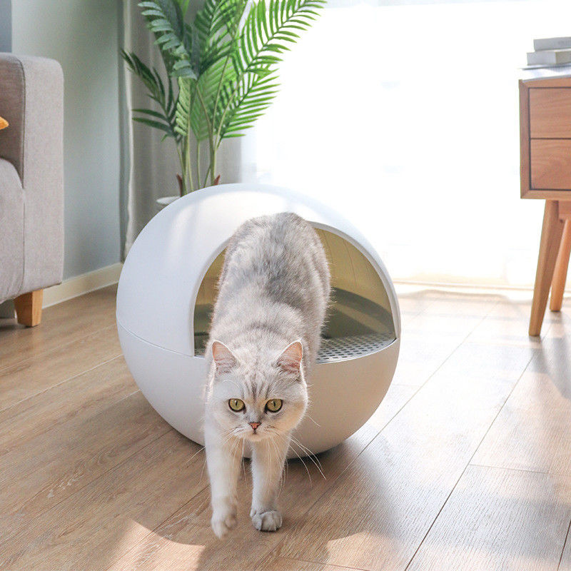 Low Noise Egg Type Self Cleaning Cat Litter Box Toilet Semi Enclosed Splash Deodorant