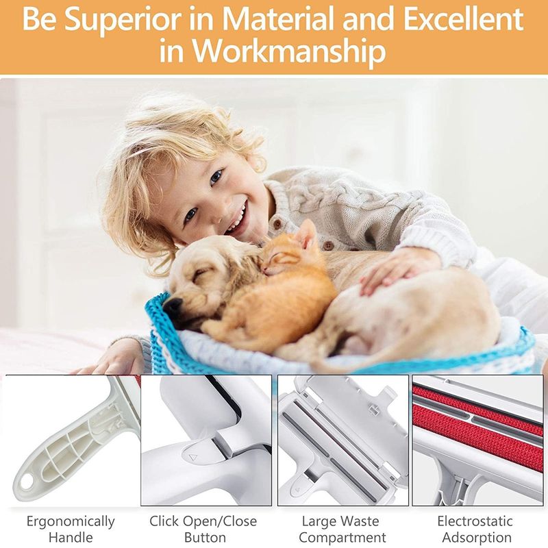 Self Cleaning Reusable Pet Grooming Tools 450g Pet Hair Remover Roller For Furniture Bed