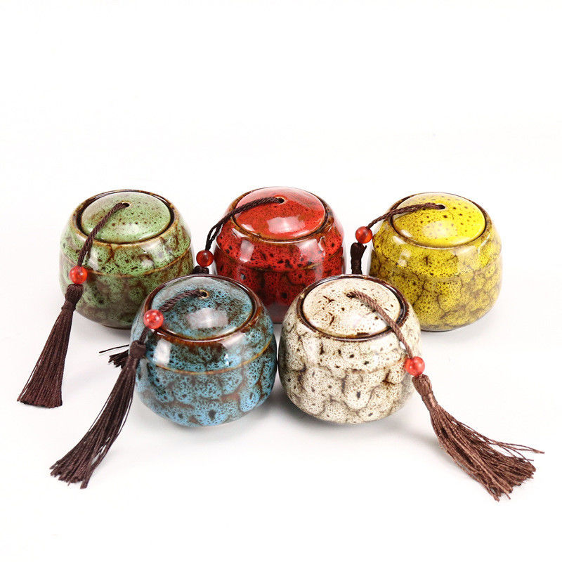 Round Pet Cremation Urns for Ashes Storage Box Hand-made Ceramic Sealed Jars for Pet Cat dog ashes