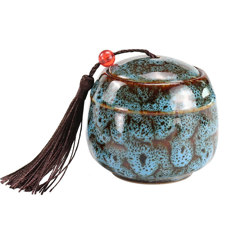 Round Pet Cremation Urns for Ashes Storage Box Hand-made Ceramic Sealed Jars for Pet Cat dog ashes