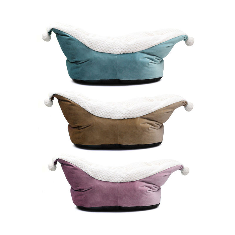 Boat shape Portable Pet Bed Luxury Furry Dog Bed Washable Calming Bed for Dog and Cat