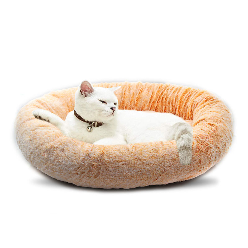 Donut Cat Bed Faux Fur Dog Bed for Medium Small Dogs Self Warming Cuddle Pet Bed Luxury Mat