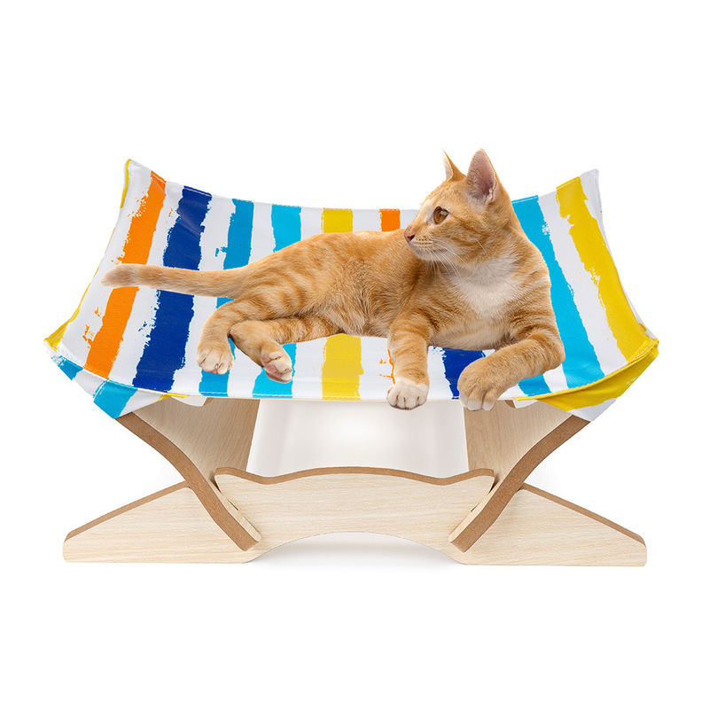 Elevated Cat Beds Cat Hammock Blanket Beds Wooden Detachable Frame Square Hanging Washable Cat Sofa