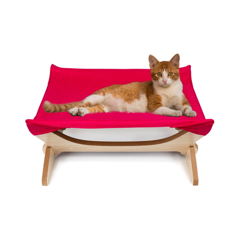 Elevated Cat Beds Cat Hammock Blanket Beds Wooden Detachable Frame Square Hanging Washable Cat Sofa