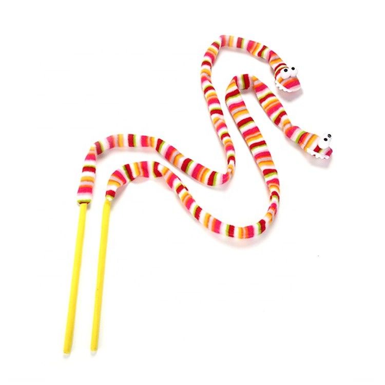 Vocal Pink Snake Cat Pet Toys Cat Feather Teaser Wand 113cm
