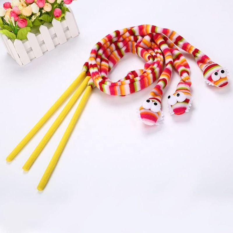 Vocal Pink Snake Cat Pet Toys Cat Feather Teaser Wand 113cm