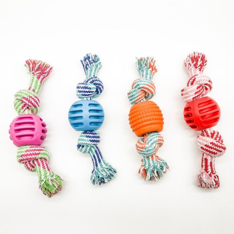Double Knot Cotton Washable Rope Ball Dog Toy Durable Rope Chew Toys 50g