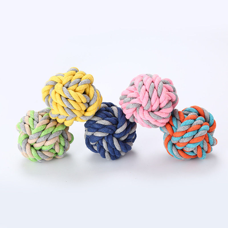Bite Resistant Cotton Dog Rope Toy Ball Braided Cotton Chew Knot Ball For Dog Teeth Cleaning