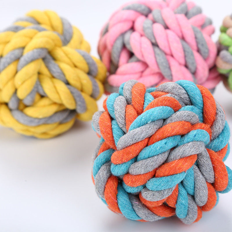 Bite Resistant Cotton Dog Rope Toy Ball Braided Cotton Chew Knot Ball For Dog Teeth Cleaning