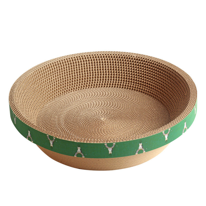 Durable Round Cardboard Cat Bed Bowl Shape Corrugated Cat Scratching Pad 700g