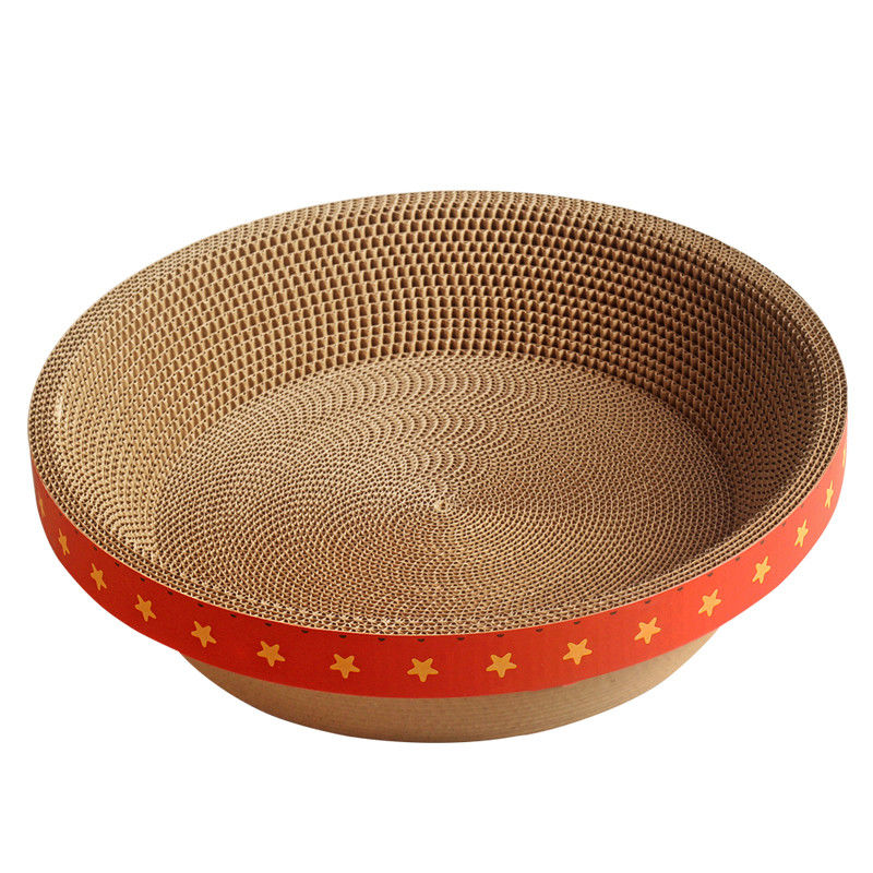 Durable Round Cardboard Cat Bed Bowl Shape Corrugated Cat Scratching Pad 700g