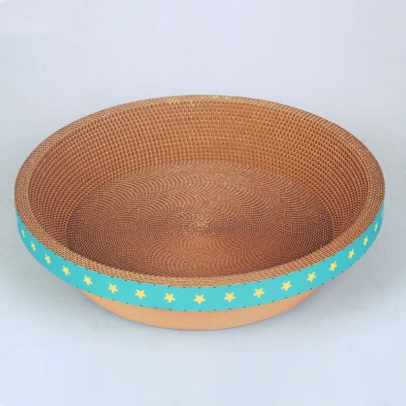 Durable Round Cardboard Cat Bed Bowl Shape Corrugated Cat Scratching Pad 700g