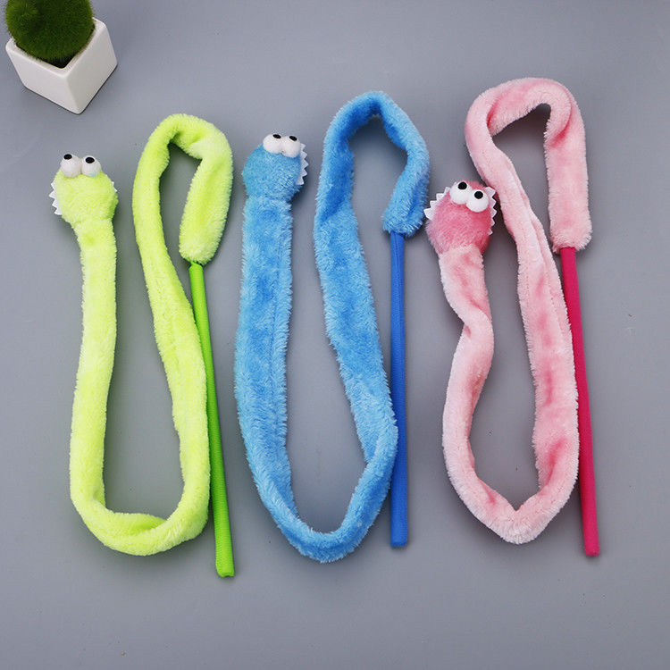 Cute Durable Cat Toy Teaser Snake Shape Kitten Plush Wand 31g