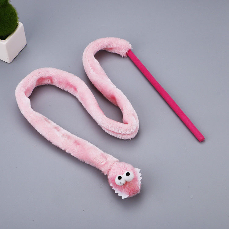 Cute Durable Cat Toy Teaser Snake Shape Kitten Plush Wand 31g