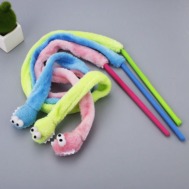 Cute Durable Cat Toy Teaser Snake Shape Kitten Plush Wand 31g
