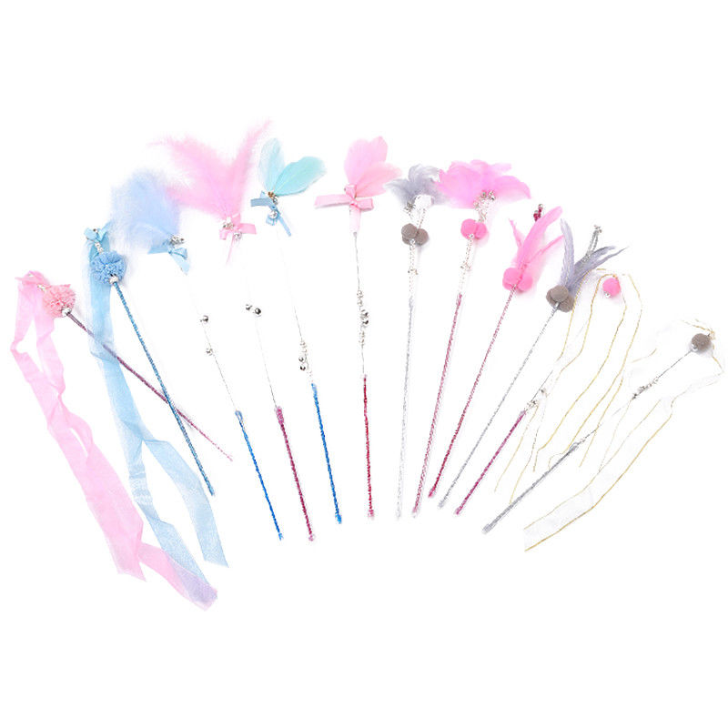 Interactive Feather Cat Pet Toys Wand Plastic Fairy Cat Teaser Stick