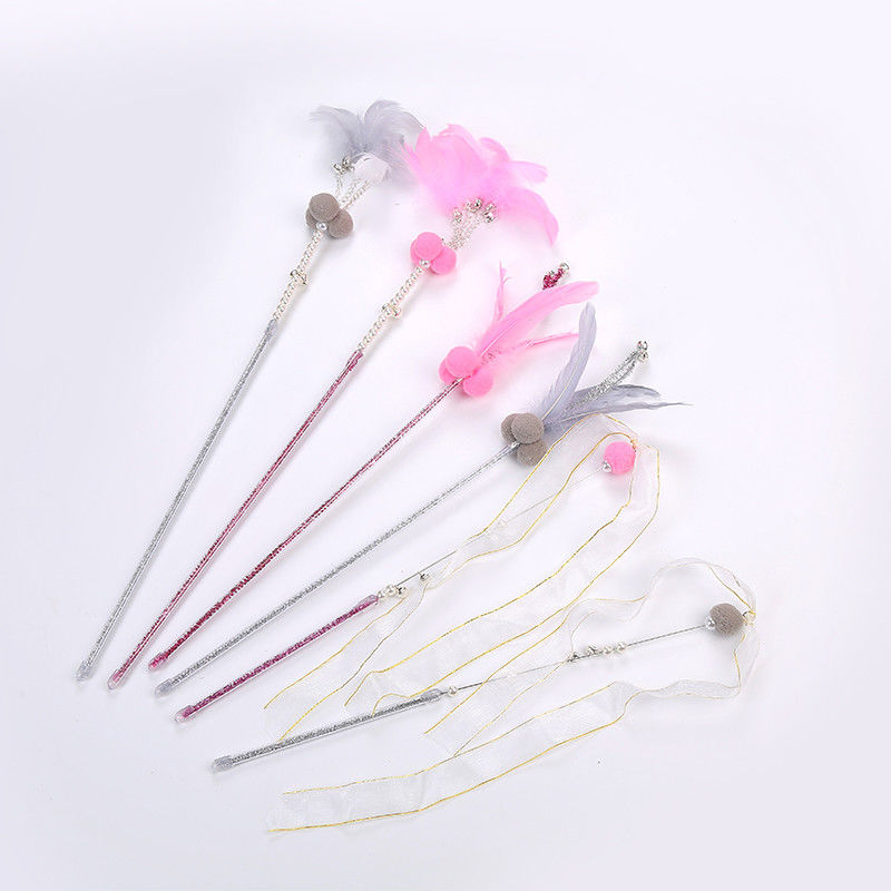 Interactive Feather Cat Pet Toys Wand Plastic Fairy Cat Teaser Stick