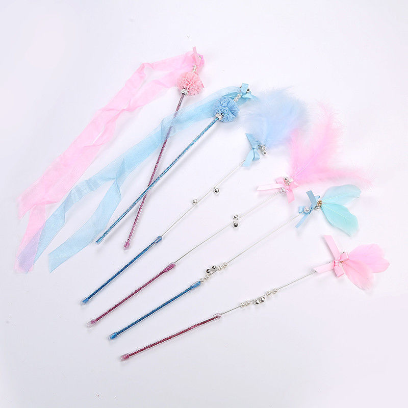 Interactive Feather Cat Pet Toys Wand Plastic Fairy Cat Teaser Stick